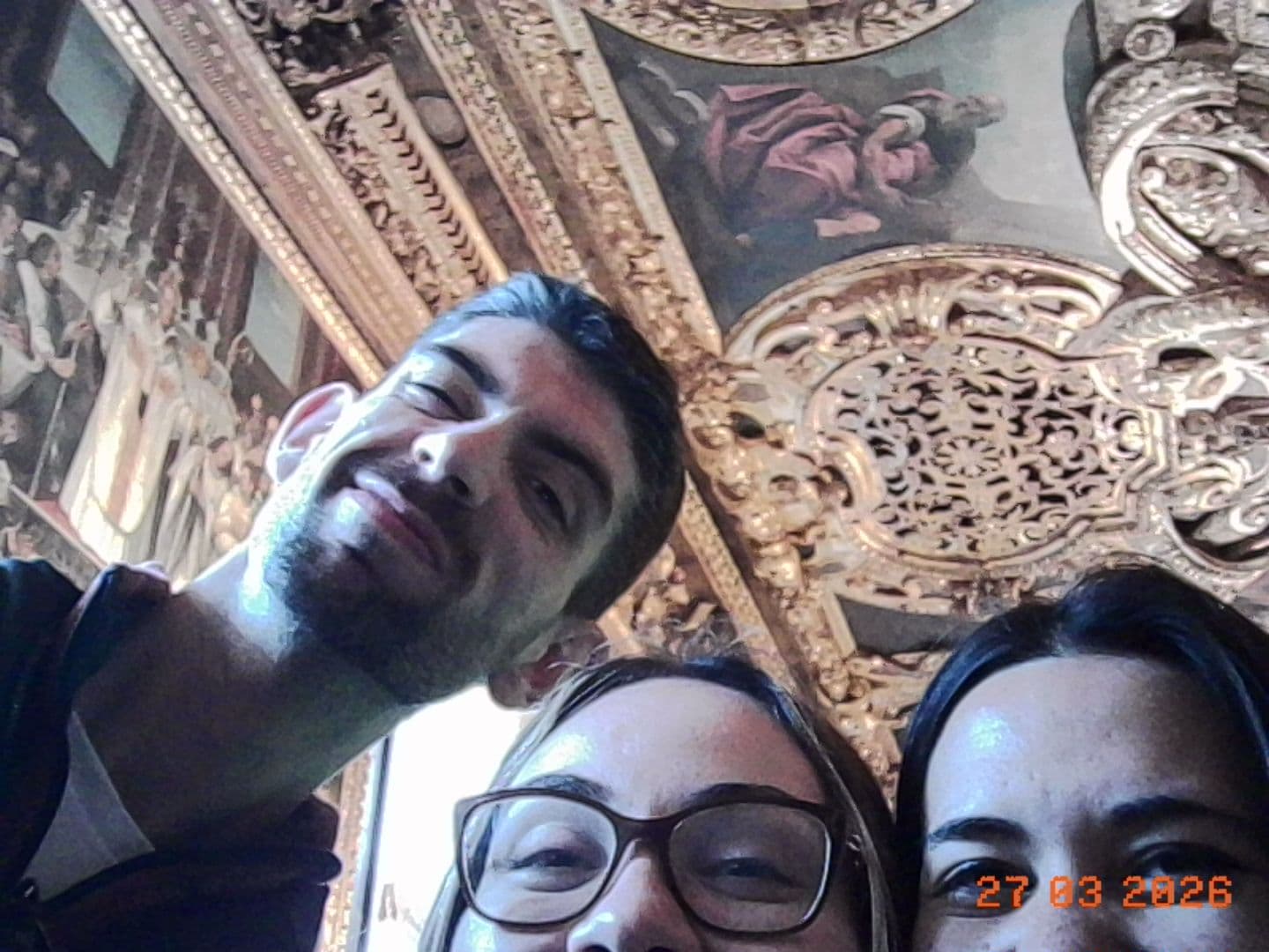 Selfie in ornate arcaded facade of the Doge's Palace