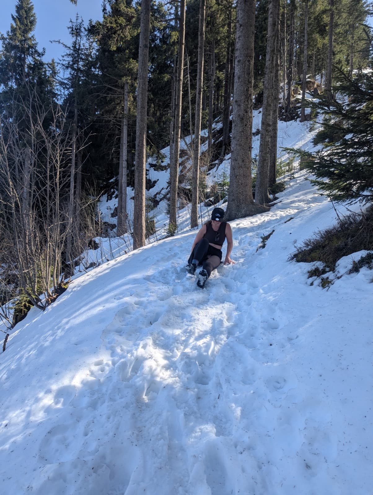 Ellie falling down a hill