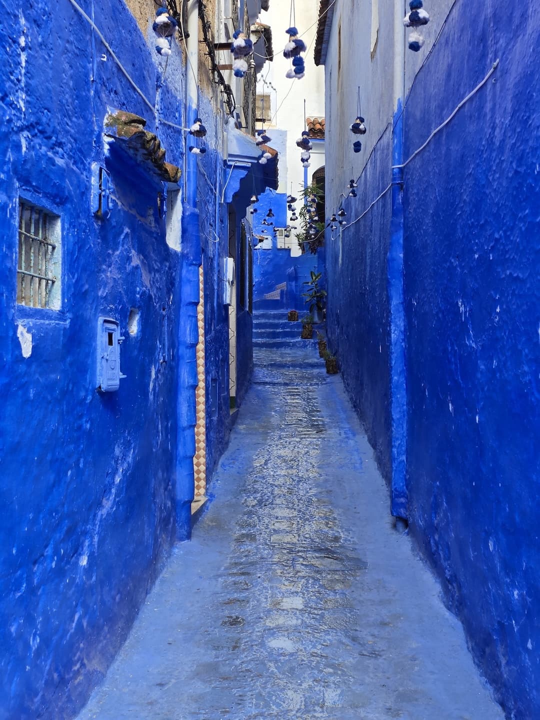 An indigo-washed alleyway in Chefchaouen, the Blue City