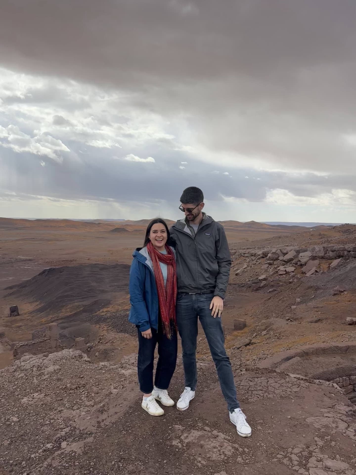 Jacqui and Zac at the Mifis quartz mines en route to the Sahara