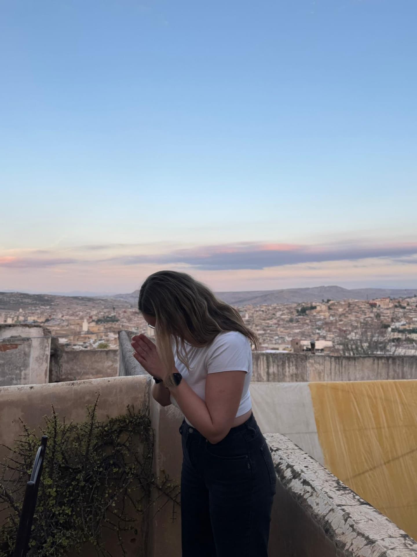 Ellie praying in our Fes riad