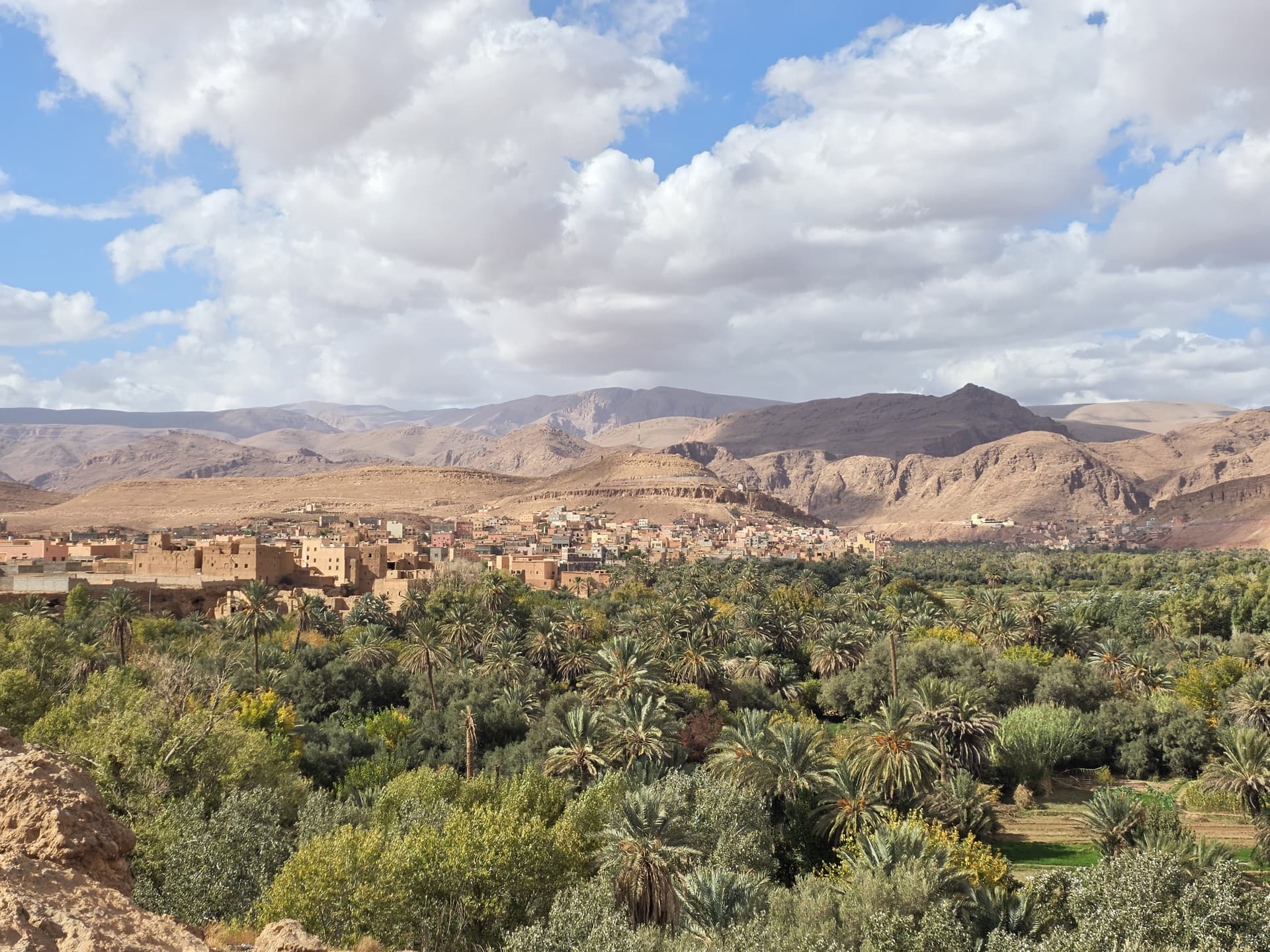 The Atlas Mountains stretching out under a clear blue sky